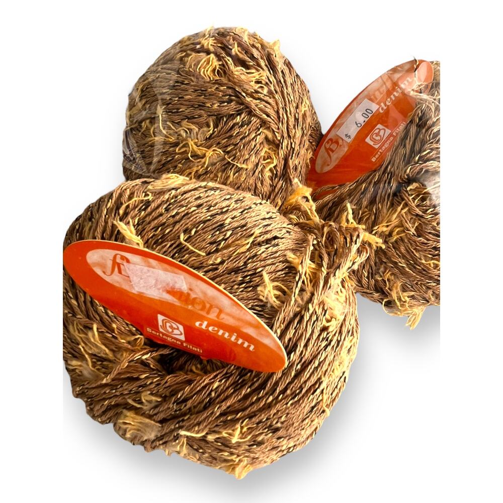 3 Skeins Bertagna Filati FASHION DENIM Yarn | 203 Golden Brown - Picture 3 of 9